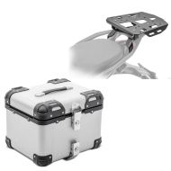 Set Topcase + Gepäckträger passend für Ducati Multistrada V4 / S 21-24 Bagtecs XS45 Universal 45 Liter silber