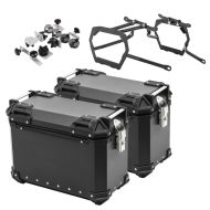 Valises laterales aluminium + supports compatible avec Suzuki V-Strom 1050 / XT 20-25 Bagtecs XW30 noir