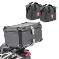 Set 65 litres top case moto aluminium + 2x sacs intérieurs Bagtecs XB65 noir TB23