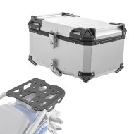 Set Alu Topcase + Gepäckbrücke passend für Suzuki V-Strom 800 23-24 Bagtecs XB65 silber