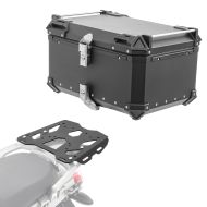 Set Aluminium Top Case + support adapté à BMW R 1200 GS 04-12 Porte-bagages Bagtecs XB65 noir
