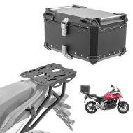 Set Alu Topcase + Gepäckbrücke passend für Honda NC 750 X 21-24 Bagtecs XB65 schwarz