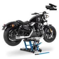 Moto Pont elevateur ciseaux ConStands Mid-lift L Plus pour chopper 680kg incl. blocs de caoutchouc bleu