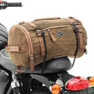 Motorrad Hecktasche Vintage 25L Canvas Rucksack Gepäckrolle braun Craftride