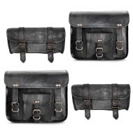 Leder Satteltaschen Set passend für Yamaha XV 1100 / 125 Virago mit Werkzeugrollen Craftride SW1 4 Stück schwarz