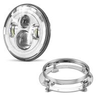 LED Scheinwerfer 7" Zoll mit Halterung passend für Harley Davidson Road King Classic 98-13 Craftride chrom-chrom