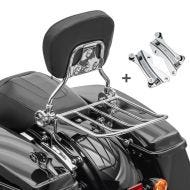 Sissy Bar avec porte bagages avec Kit Fixation compatible avec Harley Davidson Electra Glide Ultra Classic 09-13 chrome Craftride