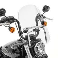 Set: Windschild CW1 für Chopper Cruiser und Custombikes klar + Handprotektoren Universal HP Lenkerschutz klar_1
