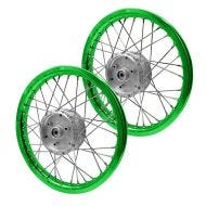 Set 2x Jante à rayons aluminium 1,6x16 compatible avec Simson S51 S50 S70 Schwalbe KR51 Craftride AF16S vert
