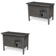 Set 2x Maison extérieure d'hiver compatible avec chat Divit KH74, cabane en bois compatible avec animaux de compagnie résistante aux intempéries