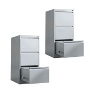 Set 2x Metallschrank mit 3 Schubladen MS41 Divit Aktenschrank mit Schubladen grau