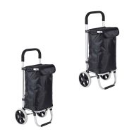 Set 2x Klappbarer Einkaufstrolley ET1 Divit Einkaufskorb Einkaufswagen 50 Liter schwarz