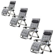 4er-Set Chaise de jardin pliante Divit SR11 transat bain de soleil métal gris