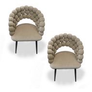 Esszimmerstühle 2 Stück Divit SR74 Armlehnstühle Sessel Samt Holzbeine beige