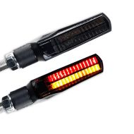 LED Blinker mit Rück- und Bremslicht passend für Chopper / Custombike Slim Standard Lumitecs TX5 schwarz getönt CB17602