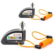 2x Bremsscheibenschloss Alarm mit Erinnerungskabel Tourtecs Diebstahlschutz Motorrad 110dB schwarz Spar-Set