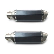 2x Motorrad Auspuff Schalldämpfer Force Carbon Look-Edelstahl Spar-Set