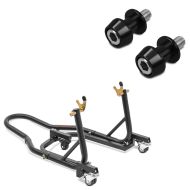 Set: Béquille de Range Arrière ConStands Mover II Racing noir mat + Diabolos Motea Assen M10 x 1.5 noir