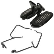 Set: Marchepied passager compatible avec Harley Davidson Touring 93-24 Craftride CF2 avec kit noir + Support de sacoche rigide compatible avec Harley Davidson Touring 14-24 protection arrière noir Craftride