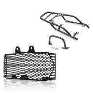 Set: Porte Bagages compatible avec BMW R NineT Urban G/S 17-23 noir GT1 + Protection de radiateur compatible avec BMW R NineT Urban G/S 17-23 Grill 