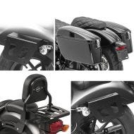 Set: Sacoches rigides laterales compatible avec Honda Rebel 500 CMX 17-24 detachables + Sissy Bar XS3 compatible avec Honda Rebel 500 CMX 17-24 porte bagages noir