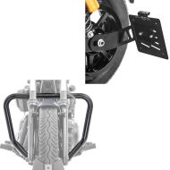 Set: Sturzbügel Yamaha XV 950 / R Bolt 14-20 Motor Schutzbügel schwarz + Seitlicher Kennzeichenhalter passend für Yamaha XV 950 / R 14-20 schwarz