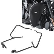 Set: Kofferträger für Harley Davidson Street Glide 14-21 mit Schutzbügel schwarz Craftride + Sturzbügel Spritzschutz für Harley Street Glide 06-21 Beinwärmer Craftride_1