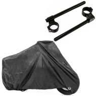 Set: Stummellenker 22mm Clip-On 43mm mit 30mm Erhöhung Lenker Zaddox Alu in schwarz + Motorrad Abdeckplane Craftride XXL Abdeckhaube in schwarz_1