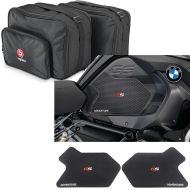 Set: Vario Koffer Innentaschen passend für BMW R 1200 GS / Adventure 13-18 Bagtecs MV1 mit Tankpad Seitlich sw