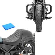 Set: Sturzbügel passend für Honda Rebel 500 CMX 17-24 Motor Schutzbügel Craftride mit Solo Sitz Gel RS2G Solo Sitz