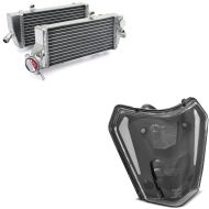 Set: Radiateur refroidisseur compatible avec KTM EXC-F 4-Takt Modelle 14-16 Pair avec Phare LED DRL SW1