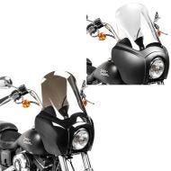 Set: Verkleidung MG5 passend für Harley Davidson Dyna Low Rider, Street Bob schwarz matt-klar Craftride + Frontverkleidung passend für Harley Davidson Dyna Low Rider / Street Bob Craftride MG5 mit Scheibe schwarz-rauchgrau