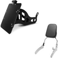 Set: Support de plaque latérale noir avec Sissybar compatible avec Yamaha XV 535 Virago 88-03 Craftride chrome