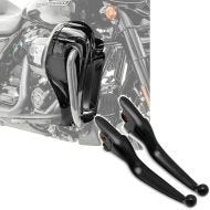 Set: Carénage des jambes compatible avec Harley Davidson Touring Modeelle 17-24 Craftride avec prise d'air noir + Set de Levier Frein Embrayage compatible avec Harley Davidson Craftride BC4 noir