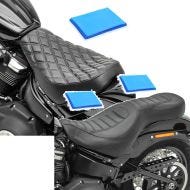 Set: Solo Sitz Gel passend für Harley Davidson Softail Street Bob / Standard 18-24 Sitzbank DS4 + Gel Sitzbank passend für Harley Davidson Softail 18-24 Craftride TR6 Komfort Doppelsitzbank