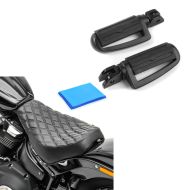 Set: Repose-pieds chauffeur compatible avec Harley Davidson Softail 18-24 Craftride ST4 noir + Selle solo Gel / Monoplace compatible avec Harley Davidson Softail Street Bob / Standard 18-24 DS4