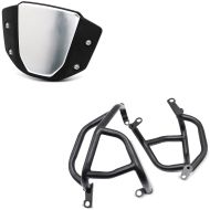 Set: Alu Windschild passend für Honda CB 650 R 19-24 Windschutzscheibe Airoad CW14 sw mit Sturzbügel Schutzbügel CL8