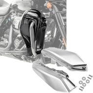 Set: Beinschild passend für Harley Davidson Touring Modelle 17-24 Craftride belüftet schwarz + Mittelrahmen Windabweiser passend für Harley Davidson Touring 09-24 Hitzeschutz Craftride WA3 chrom
