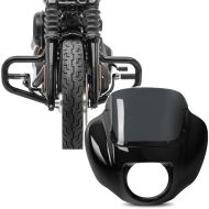 Set: Sturzbügel Mustache passend für Harley Davidson Softail Street Bob / Standard 18-24 Craftride schwarz + Scheinwerfer Verkleidung passend für Harley Davidson Softail Street Bob 18-24 Lampenmaske Lenkerverkleidung Craftride MG9