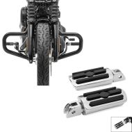 Set: Pare cylindre Mustache compatible avec Harley Davidson Softail Street Bob / Standard 18-24 Craftride noir + Repose-pieds chauffeur compatible avec Harley Davidson Softail 18-24 Craftride ST8 chrome