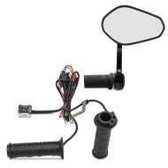 Set: Motorrad Lenkerendenspiegel mit ECE Rückspiegel Paar SP2 Zaddox mit Griffheizung GH1 passend für 22mm Lenker sw