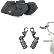 Set: Koffer Innentaschen passend für Harley Davidson Touring 94-24 für Seitenkoffer Craftride SP4 + Sturzbügel Fussrasten für 32mm Craftride CF1 schwarz