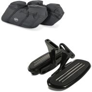Set: Koffer Innentaschen passend für Harley Davidson Touring 94-24 für Seitenkoffer Craftride SP4 + Sozius Trittbretter passend für Harley Davidson Touring 93-24 Craftride CF2 mit Halter schwarz