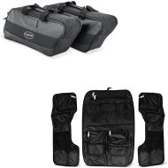 Set: Sacoche latérale intérieure compatible avec Harley Davidson Touring valises 94-22 Craftride + Organisateur de couvercle de sacoche et de topcase compatible avec Harley Davidson Touring 94-13 Craftride
