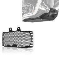 Set: Sabot moteur compatible avec BMW R NineT 14-23 Motoguard pare moteur Aluminium noir + Protection de radiateur compatible avec BMW R NineT 14-23 Grille Zaddox KG1 noir
