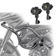 Set: Feux additionnels LED S22X + Pare carter haut compatible avec Suzuki V-Strom 1050 / XT 20-24