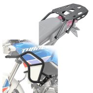 Set: Arceau de protection supérieur + Porte-bagages arrière compatible avec Aprilia Tuareg 660 22-24 SLP