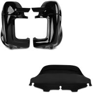 Set: Beinschild belüftet + Windschild Wave 8" passend für Harley Davidson Electra-Street Glide 96-13