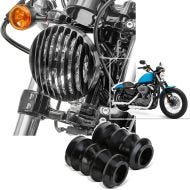 Set: Grille de Phare compatible avec Harley Davidson Sportster 04-20 + Soufflets caoutchouc 39mm