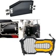 Set: Boîte à outils gauche 4,2L + Grille de phares avant compatible avec BMW R 1200 GS / ADV 13-18 SG2